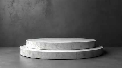 white podium stand against a grey gradient background designed for product showcasing the clean lines and neutral tones emphasize versatility and professionalism in advertising