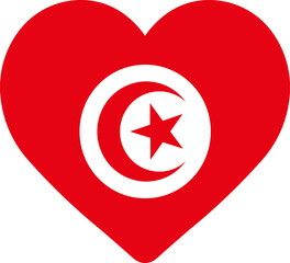 Fototapeta premium Heart Icon on Tunisia Flag