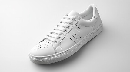 white sneakers displayed prominently against a stark white background showcasing their clean lines and modern design evoking a sense of style and minimalism perfect for fashion enthusiasts