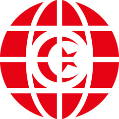 Obraz premium Tunisia Flag On world icon