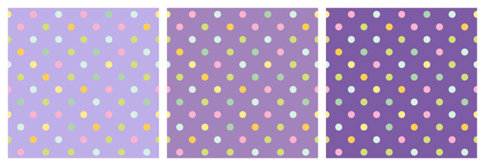Polka Dot patterns, set of colorful seamless texture