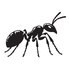 Ant silhouette illustration on white background