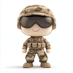 3D Mascot: Army military isolated on white background