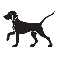 Vector silhouette of a dog with white background