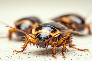 Australian cockroaches crawling on white surface