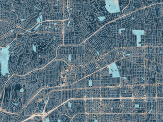 Painterly Style City Map of Alhambra  California, USA in a Blue Color Scheme.
