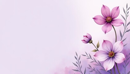 Naklejka premium Lavender and Gold Watercolor Floral Design on Solid color background