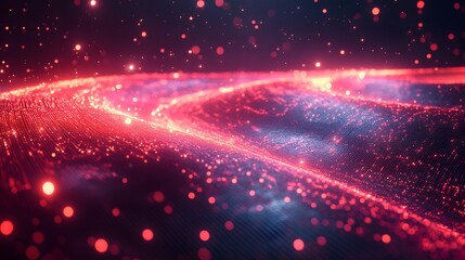 Abstract lines and circles converge in a glowing digital scene, representing the fusion of data and technology in a futuristic display of innovation.