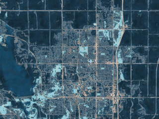 Painterly Style City Map of Ankeny  Iowa, USA in a Blue Color Scheme.