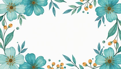Obraz premium Turquoise and Gold Watercolor Floral Design on Solid color background