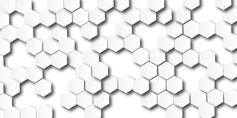 Multiple 3d & luxury hexagons polygonal like honeycomb mosaic with shadow are used in abstract white texture vector illustrator digital background design, polygonal digital 3D background design.