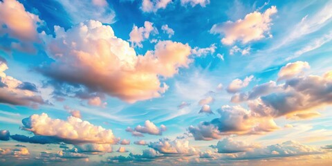 A captivating view of a vast expanse of sky adorned with ethereal clouds, showcasing a symphony of soft, pastel hues as the sun dips below the horizon