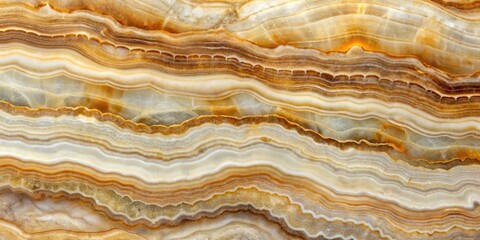 Abstract Wave Pattern in a Cut Gemstone Reveals Bands of Creamy White, Pale Yellow and Burnt Orange