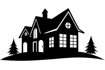 House | vector silhouette illustration on white background