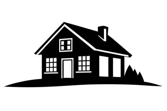 recommend clip art: House | vector silhouette illustration on white background