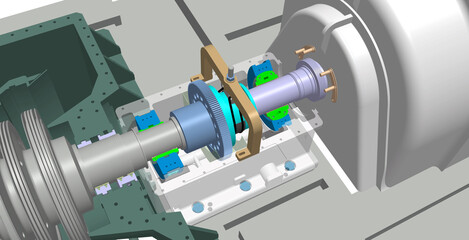Special tools rotor hanger for replace journal bearing turbine 3D illustration © Richard