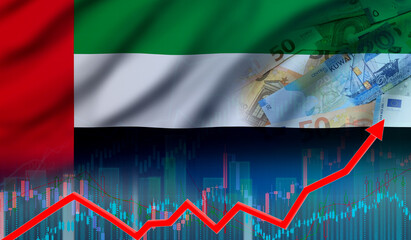 Kuwait financial growth concept, economic recovery. Growth of kuwait economy on the financial graph