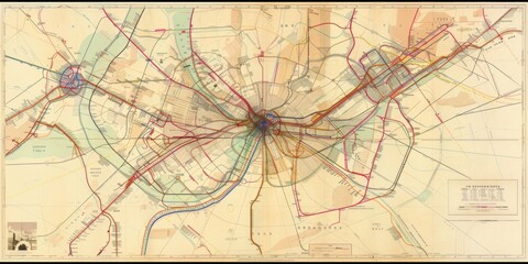 Obraz premium Navigating Boston: A Detailed Transportation Map Wallpaper