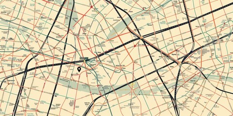 Efficient Urban Mobility. Boston Transportation Map High Detail Wallpaper