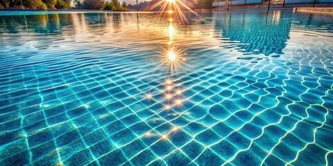 Sunlight Dappling the Surface of a Pool with Rippling Water and a Glimmering, Reflected Light
