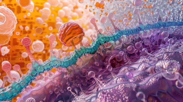 Cellular Transport Mechanisms. Detailed depiction of cell membrane transport processes