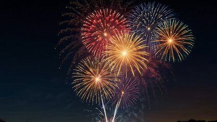 fireworks with different colors in night sky