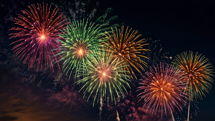 fireworks with different colors in night sky