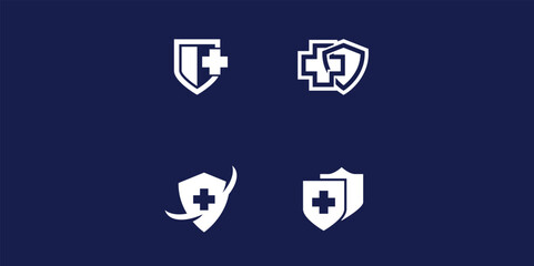 Set of Medical Shield Logo Design. Health protection shield logo designs for medical clinic service.