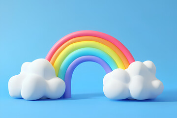 3d rendering cartoon style rainbow and cloud, illustration