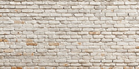 A white brick wall with a slight aged and distressed look, showing the subtle variation in color and texture of the bricks.
