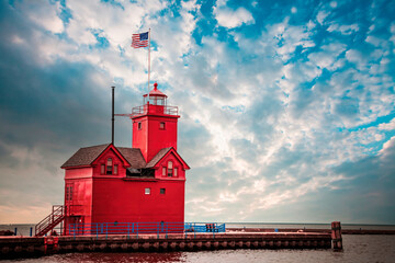 Holland Harbor, Big Red Lighthouse, in Holland Michigan