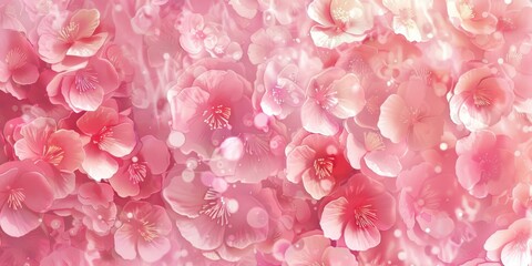 Elegant Pink Floral Wallpaper. Delicate and Stylish Spring Aesthetic Concept