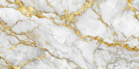 A white marble surface with thin veins of gold, creating a luxurious and elegant background
