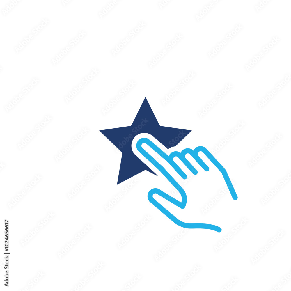 Poster touching star colored icon vector design good for web or mobile app