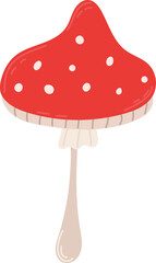 Cute hand drawn fly agaric. Mushroom. Simple funny cartoon clipart isolated on white