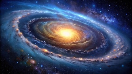 Spiral galaxy with starry light background