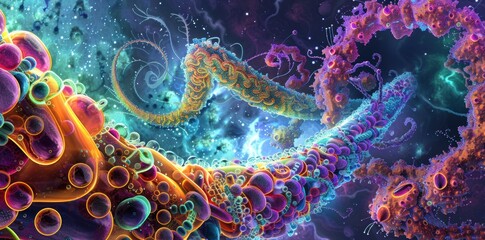Illuminating the Complexity of the Electron Transport Chain. Detailed Wallpaper Illustration