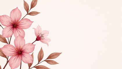 Blush and Bronze Watercolor Floral Design on Solid color background