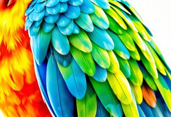 Fototapeta premium Vibrant Glass Watercolor A colorful close up of a parrot’s fea