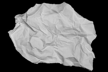 Crumpled White Paper on Black Background