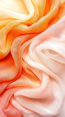 Obraz premium A close-up of an orange, yellow, and white silk fabric with thin folds