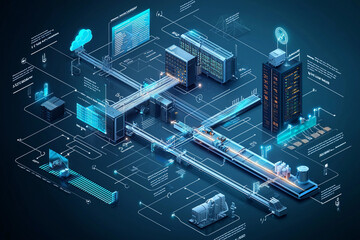 Futuristic data center with advanced technology in use
