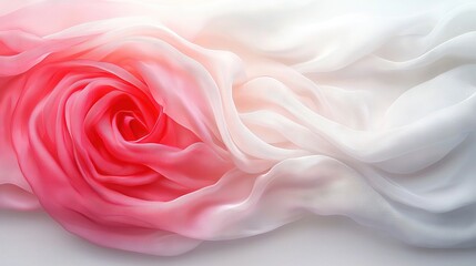 Fototapeta premium A close-up of a pink and white rose against a white background, showing a soft pink center