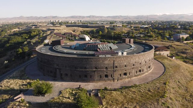 Aerial view of Black fortress in Gyumri also known as Sev Berd