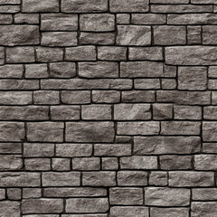 Fototapeta premium Realistic seamless texture of grey stone brick wall with natural details. AI-generated.