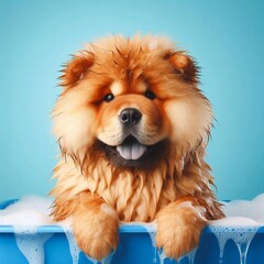 Chow Chow im Bad
