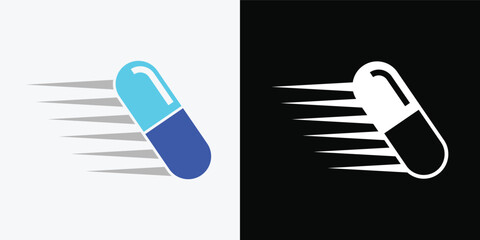 Capsule pill medicine drug logo icon.