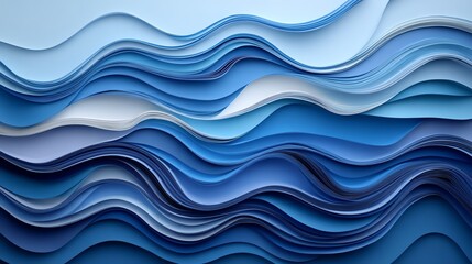 Fototapeta premium Abstract paper cut waves with flowing curves and overlapping layers, forming a fluid, organic design, paper cut waves, abstract fluid art