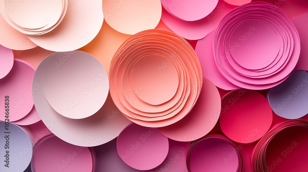 Poster paper cut concentric circles in varying sizes and shades, creating a minimalist abstract composition