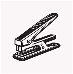 Office tool and staple. A metal stapler with curved jaws and extractor. Office supplies, extraction equipment. Isolated flat vector graphic artwork on white background